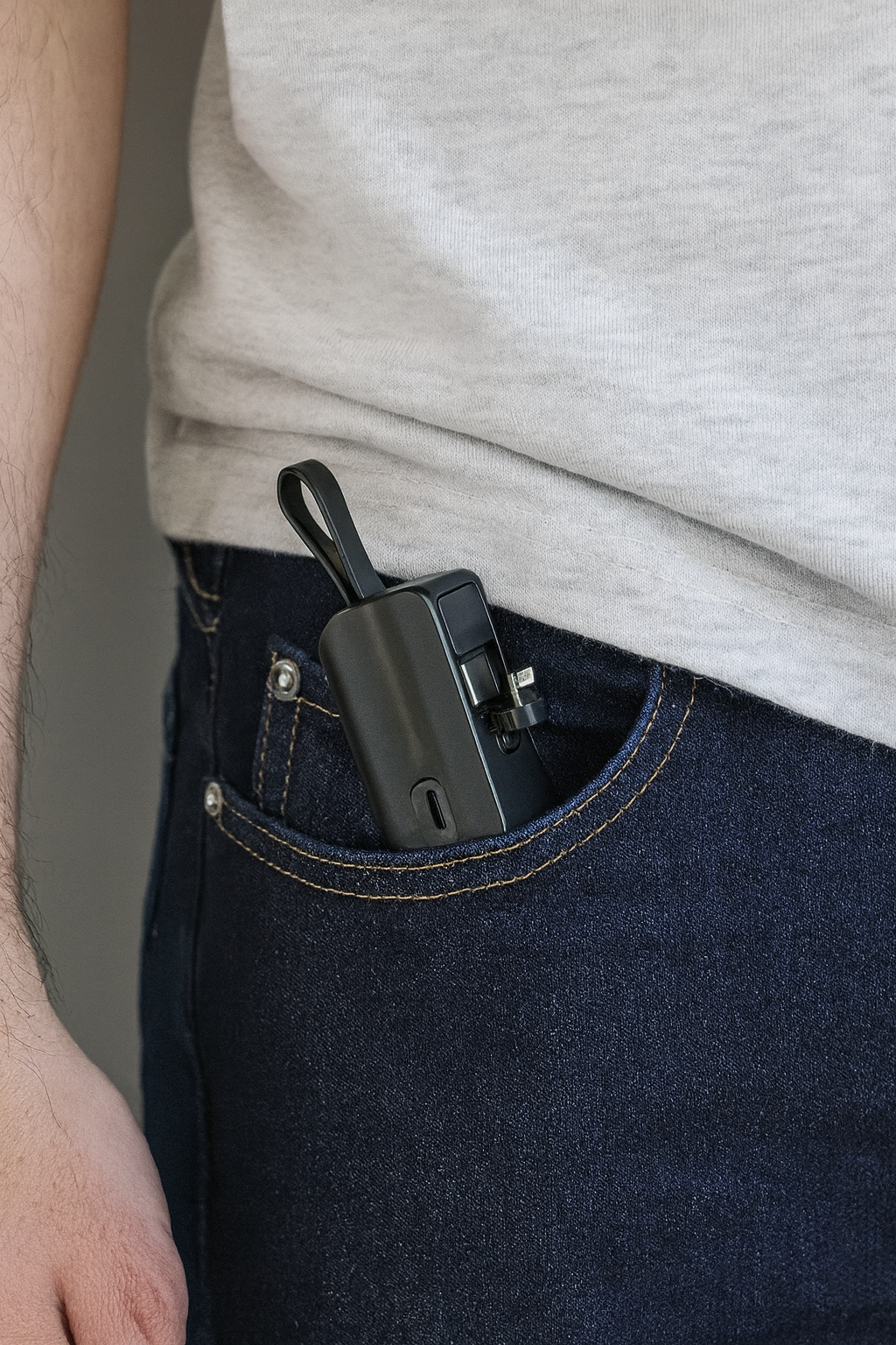 5000mAh Portable Charger with Built-In Cable